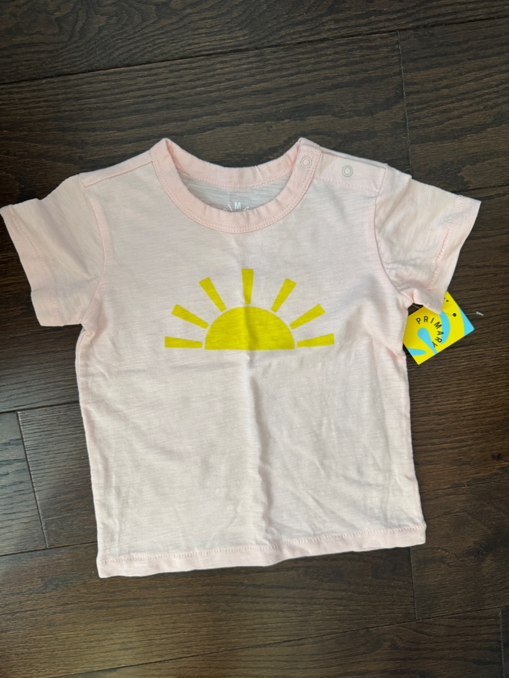 Primary Pink Short-Sleeve Tee with Yellow Sun